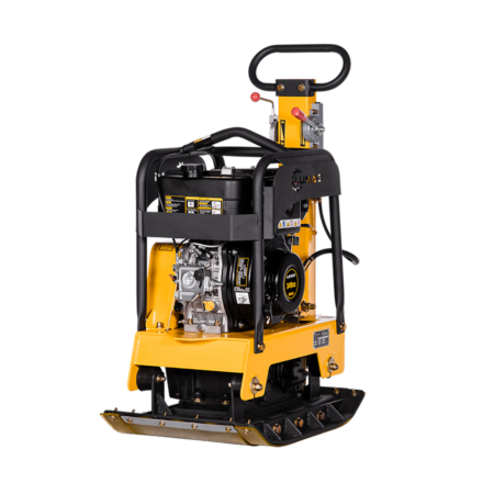 LUMAG RPi31D – Rüttelplatte reversierbar mit 199 kg inkl. Transportfahrwerk und Gummimatte